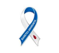 Broche de aleación de moda azul y blanco inspirador para eventos de promoción de la salud, ramillete de cinta de caridad