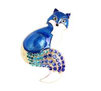 Broche de aleación de moda con diseño de zorros con diamantes de imitación coloridos para fiestas, bodas, banquetes, decoración de ropa, broche multicolor, Medio, Aluminio