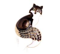 Broche de aleación de moda con diseño de zorros con diamantes de imitación coloridos para fiestas, bodas, banquetes, decoración de ropa, pines, Medio, Aluminio