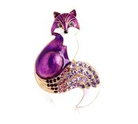 Broche de aleación de moda con diseño de zorros con diamantes de imitación coloridos para fiestas, bodas, banquetes, decoración de ropa, pines, Medio, Aluminio