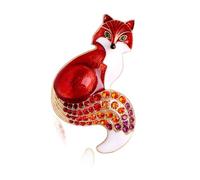 Broche de aleación de moda con diseño de zorros con diamantes de imitación coloridos para fiestas, bodas, banquetes, decoración de ropa, pines, Medio, Aluminio
