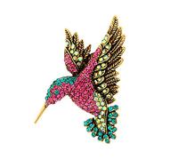 Broche de aleación de pájaro carpintero con diamantes de imitación vintage para mujer, decoración única de ropa, Talla única, Metal, No es una piedra preciosa