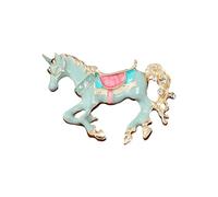 Broche de aleación de unicornios esmaltados que construye una artesanía detallada para un accesorio elegante, fácil de llevar, broche de regalo de múltiples ajustes, talla única, como se describe