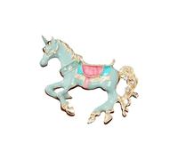 Broche de aleación de unicornios esmaltados que construye una artesanía detallada para un accesorio elegante, fácil de llevar, broche de regalo de múltiples ajustes, talla única, como se describe