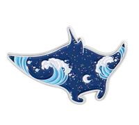 Broche de aleación esmaltada con diseño de criatura marina azul, diseño de delfín, mantas, rayo, tiburón, joyería, amantes de los marinos, brillante criatura submarina, talla única, como se describe