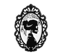 Broche de aleación gótica oscura con figura de calavera, joyería única, pin de insignia de Halloween, cosplay, punk, esqueleto, talla única, como se describe