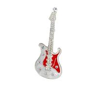 Broche de aleación hipoalergénica con diamantes de imitación para guitarra, 6,8 cm, esmalte de cristal colorido, pin de solapa para banquetes de fiesta, actuaciones escénicas, regalo de joyería del