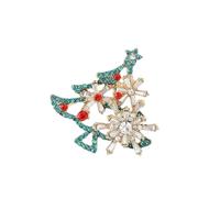 Broche de aleación incrustado con diamantes de imitación y brillantes para árbol festivo, cierre seguro, accesorio de fiesta de vacaciones, broche de aleación resistente, talla única, como se describe