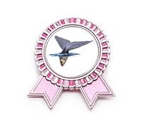 Broche de aleta caudal de ballena subacuática con medalla de premio ganador rosa, Medium, Metal