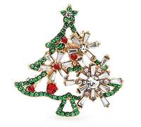 Broche de alfileres con diamantes de imitación y árbol de Navidad para mujer y hombre