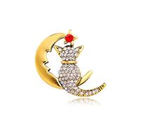 Broche de alfileres para faldas, suéteres, bufandas, solapas y sombreros. El broche de gato en la linda luna de gato mide 33 mm de ancho x 35 mm de alto.
