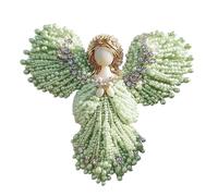 Broche de Ángel de Perla Hecho a Mano, Elegante Pin de Ala de Ángel con Perla para Mujer, Regalo Espiritual, Navidad, Estilo Versátil, Dale un Toque de Divina Elegancia (Green)