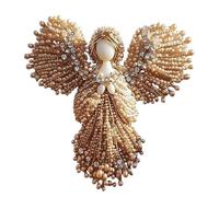 Broche de Ángel de Perla Hecho a Mano, Elegante Pin de Ala de Ángel con Perla para Mujer, Regalo Espiritual, Navidad, Estilo Versátil, Dale un Toque de Divina Elegancia (Golden)