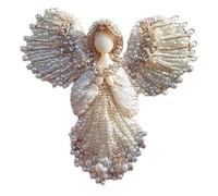 Broche de Ángel de Perla Hecho a Mano, Elegante Pin de Ala de Ángel con Perla para Mujer, Regalo Espiritual, Navidad, Estilo Versátil, Dale un Toque de Divina Elegancia (White)