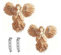Broche de ángel perla hecho a mano, elegante alfiler de joyas de ala de ángel con perlas para mujeres, abraza un toque de elegancia divina, regalo espiritual de recuerdo para ropa diari Brooch-D 2PCS
