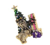 Broche de árbol de moda para perros y festivales, accesorio de joyería portátil para celebración de Navidad y ropa, joyería temática de perro