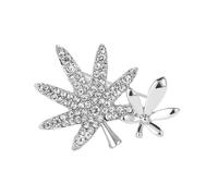 Broche de arce Rhinestone accesorio elegante para mujer hombre para traje vestido sombrero bufanda regalo Acción de Gracias boda fiesta cristal vintage hoja de otoño estilo bohemio, Petit, Metal