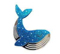 Broche de ballena con diseño de estrella acrílica azul, 5 pulgadas de alto y 1 1/2 pulgadas de ancho, playa, océano, tema de mar, 5 cm, Acrílico, Sin gemas.