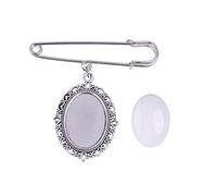Broche de bandeja para boda, marco de encaje, ovalado, marco de fotos, colgante de cristal, adecuado para manualidades, boda, pin de ojal, talla única, como se describe