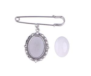 Broche de bandeja para boda, marco de encaje, ovalado, marco de fotos, colgante de cristal, adecuado para manualidades, boda, pin de ojal, One Size, como se describe