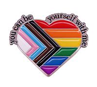 Broche de bandera de espacio seguro con texto en inglés "You Can Be Yourself" para mochilas, joyería de abalorios, Cobre
