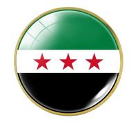 Broche de bandera de Siria, broche de bandera de la República Árabe Siria, pines sirios gratis, bandera patriótica del país, insignia redonda de metal, talla única, Metal