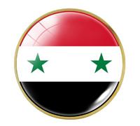 Broche de bandera de Siria, broche de bandera de la República Árabe Siria, pines sirios gratis, bandera patriótica del país, insignia redonda de metal, talla única, Metal