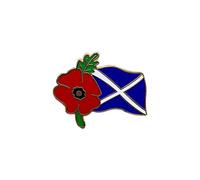 Broche de bandera escocesa de San Andrés con diseño de amapola roja con texto en inglés "Lest We Forget Remembrance Day", Metal