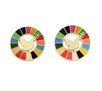 Broche de BaronHong de objetivos de desarrollo sostenible, pin de esmalte de la ONU, insignia de la ONU, pin de solapa de arco iris, decoración de pin de esmalte, Medium, Acero inoxidable