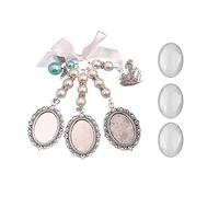Broche de boda con tres marcos de encaje, marco de fotos ovalado de cristal con colgante, adecuado para manualidades, boda, pines de ojal