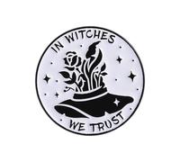 Broche de bruja punk gótica esmaltada con diseños de gatos y lunas para Halloween, accesorios de joyería y regalos, regalo de metal para amigos, talla única, como se describe