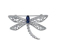 Broche De Bufanda Con Diseño De Mariposa, Libélula Y Luciérnaga De Estilo Vintage Plateado Con Circonita Cúbica Azul Zafiro Simulada Para Mujer