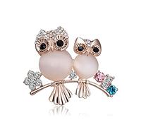 Broche de búho de mariposa de cristal, broche de diamantes de imitación de ópalo Vintage, alfiler de pecho de Animal antiguo, joyería para mujeres y niñas (Búho doble)
