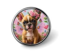 Broche de bulldog francés con alas de mariposa para mujer, botones para vestido, blusa, escote bajo, decoración de tela