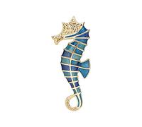 Broche de caballito de mar de marcasita y esmalte en plata chapada en oro de 18 quilates, Joya, Marcasita