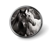 Broche de caballo blanco y negro personalizado de 1 pulgada, insignia vintage para bolsos, sombreros, chaquetas, mochilas, trajes, camisas, ropa, decoración, colección de joyas, regalos para mujeres