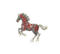 Broche de caballo con diamantes de imitación para chaqueta, bufanda, sombrero, bolsa, regalo para mujeres, piedras rojas, accesorio de joyería ecuestre, Large, Zinc, No es una piedra preciosa