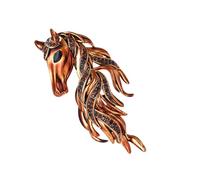 Broche de caballo de aleación de tres colores, elige joyería versátil para adolescentes y adultos, uso formal casual, broche de aleación de caballo, One Size, como se describe