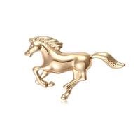 Broche de caballo de galope dorado vintage - Pin de solapa unisex - Joya elegante para traje y abrigo - Regalo chic de cumpleaños y Navidad para hombre y mujer