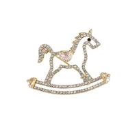 Broche de caballo en miniatura brillante con detalle de circonita, versátil complemento para su ocasión especial, elegante accesorio dorado de caballo