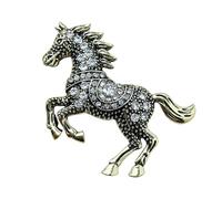 Broche de caballo esmaltado hecho a mano con juego de puntas, cristales de zinc, accesorio de declaración para mujeres y niñas, hecho a mano, talla única, como se describe