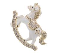 Broche de Caballo Vintage de Cobre con Zirconia Transparente