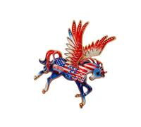 Broche de caballo volador con artesanía detallada, joyería de aniversario del Día de la independencia para ropa informal Formal, de pecho Unisex de