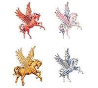 Broche de caballo volador contemporáneo de 4 piezas, insignia disponible con acento de ala grande, accesorio versátil para ropa, joyería esmaltada, talla única, como se describe