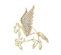 Broche de caballo volador de aleación de Zn y diamantes de imitación brillantes, Pin de ramillete de diseño calado ligero que garantiza belleza, Pin de solapa de