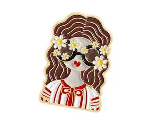 Broche de cabeza de niña de dibujos animados, broche de aleación de zinc, coleccionable, casual, único, para entusiastas de la historia, talla única, como se describe