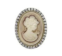 Broche de cabeza Queen Cameo Pin para mujer, banquete, ropa diaria, bolsa, sombrero, accesorios, Piedra Vidrio Piedra Esmaltado cristal, zirconia cúbica Ágata Obsidiana