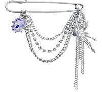 Broche de cadena con borla para mujer, estilo retro, cadena larga, cruz, mariposa, corazón, flor, estrella, broches, broche de Halloween, fiesta de cumpleaños, bisutería, M, Acero aleado, No es una