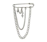 Broche de cadena gótico punk de metal con estrella y cruz, broche de cadena con borla para mujer, estilo vintage, suéter, chal, alfileres, As show, Acero aleado