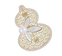 Broche De Calabaza Hueca Adornado Con Perlas Elegantes Joyería De Cobre Para Pecho Para Mujer Evento Formal Pin De Calabaza Hueca a